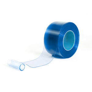 Roll of mid blue clear pvc strip curtain